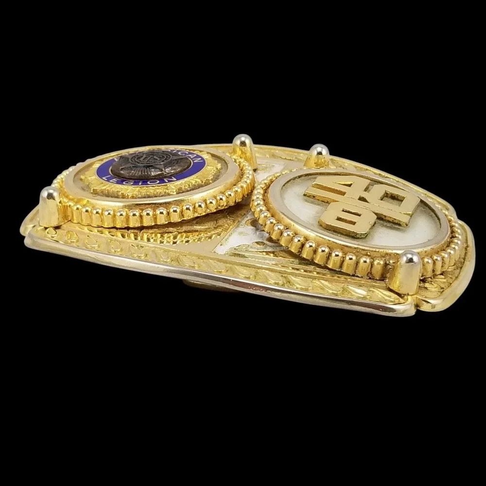 E & J Enterprises American Legion 40 &‎ 8 Gold Tone Western Style Belt Buckle